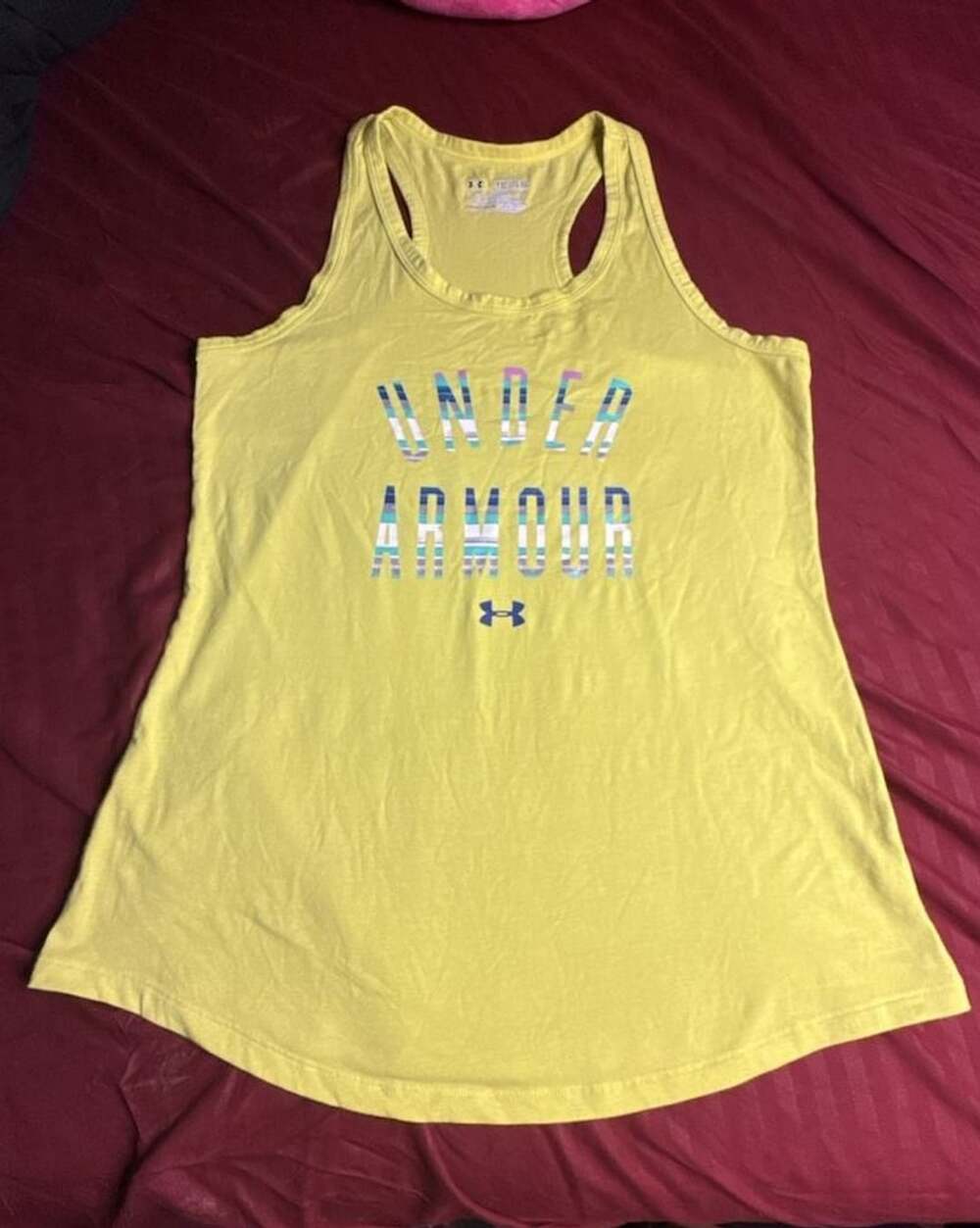 Under Armour Tank Top YXL Yellow HeatGear Fitted Racerback